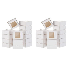 100 Pieces   Paper Box with Window Present Packaging Box Treat Box for Homemade Soap Treat Bakery Candy (White)