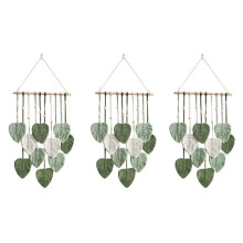 3X Leaf Macrame Wall Hanging Boho Room Home Decor Woven Aesthetic Wall Home Room Wedding Decoration Green