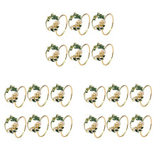 Anneau de Serviette Anneau de Serviette de Fleur de Perle Dorée Lot de 18 Porte-Serviettes En Métal pour La Décoration de Table de Dîner de Noce