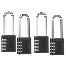 Cadeado de CombinaçãO Externa com 4 Pacotes Cadeado Longo Cadeado 6,5 cm à Prova D'água 4 Dígitos Cadeado de CombinaçãO Reajustável