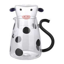 Glazen Waterkaraf Set met Beker, Mooie Cartoon Koe, Koude Ketel, Bloeiende Theepot, Busje, Melk, Ijskoude Drankfles, Groot