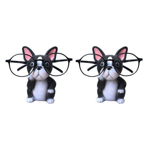 2X Cucciolo di Cane Supporto per Occhiali Supporto per Occhiali Fermi (Bulldog)