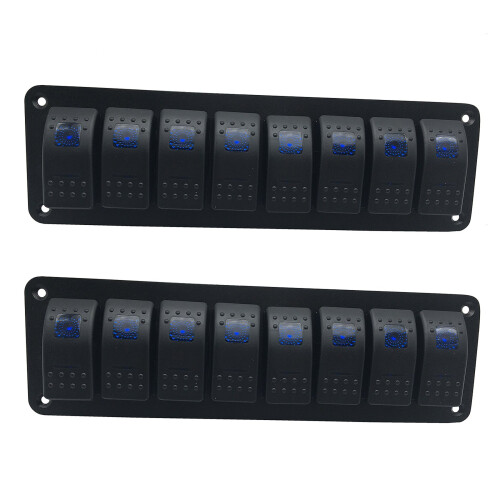 2X Marine 8 de Bateau Imperméable de Panneau D'Interrupteur Une Bascule de 8 Bandes de 2 LED