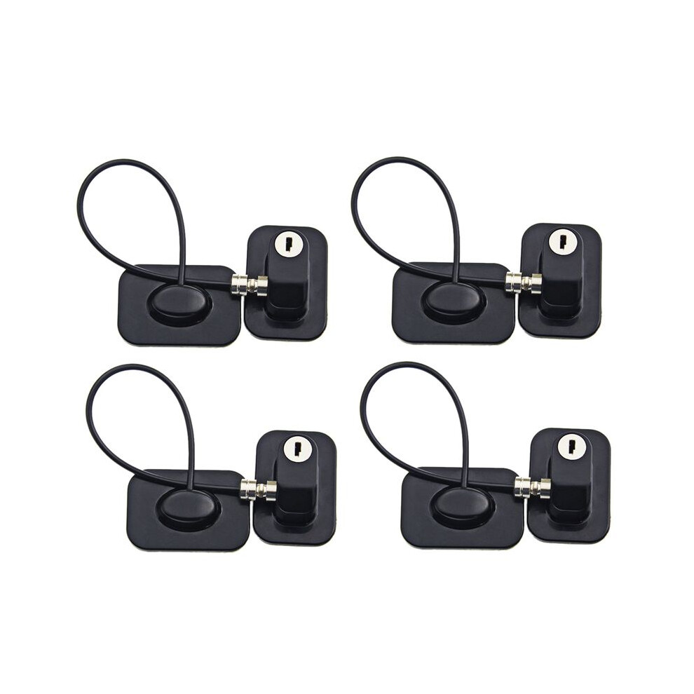 4X Baby Safety Window Restrictors With Safety Lock Cable,No Screws Required To Avoid Damage And Protect The Safety, Black
