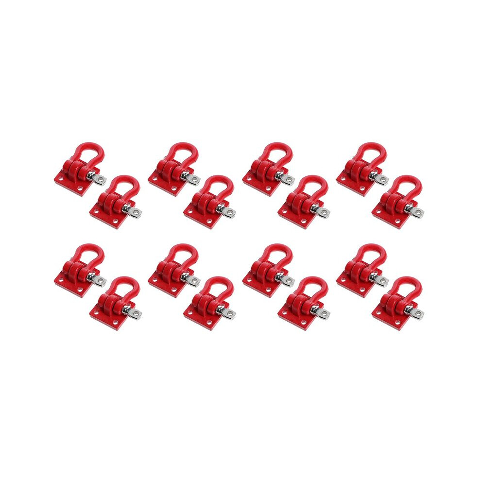 16X Metal Climbing Trailer Tow Hook Hooks Buckle, Winch Shackles For 1/10 Scale Rc Crawler Truck D90 Scx10 Car, Red 6033467176784