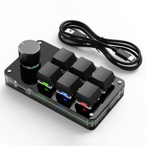 Programming Macro Custom Knob Keyboard 6 Key Copy Paste  Button Photoshop Gaming Keypad, RGB 6 Key Wired