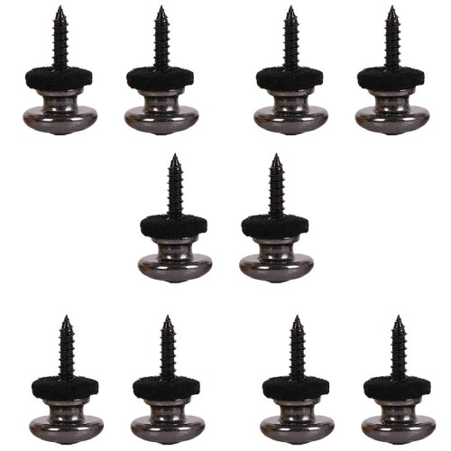 10PCS Wool Copper Guitar Strap Lock Locking Pegs Pins Mushroom Shape End Button for Classical Electric Bass Guitar Black