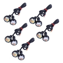 10 Pcs 12V 23mm Dual Color Switchback 4014 12 LED Drl Eye Daytime Light