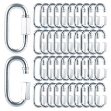 60Pcs Carabiner M6 Quick Link 6mm Chain Link, Galvanized Iron Chain Connector Heavy Duty Quick Link