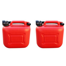 2X 5L Car Fuel Tank Can Spare Plastic Petrol Gas Container Anti-Static Fuel Carrier with Pipe for Car Travel