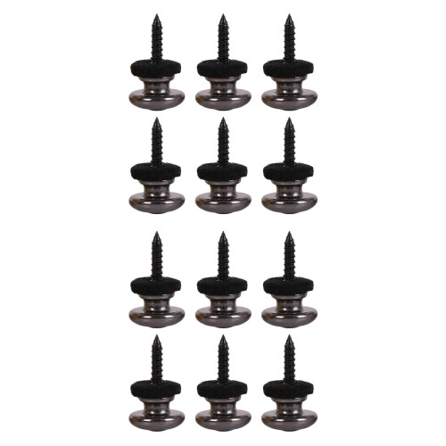 12 Pieces Mushrooms  Guitar Strap Buttons Strap Locks Chrome (Black)