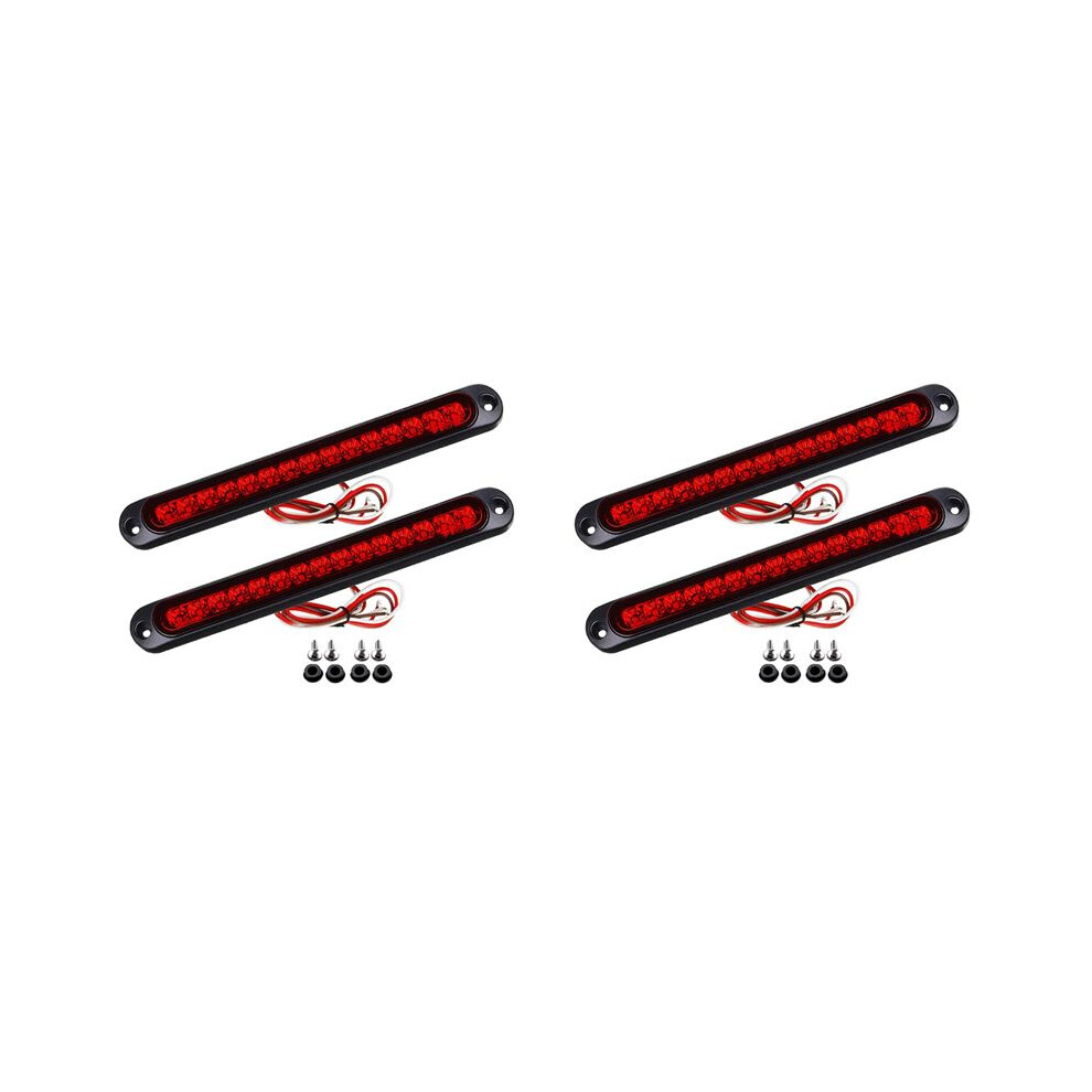 4Pcs 10Inch 15 Led Trailer Led Stop Turn Tail Third Brake Bar Strip For Heavy Duty Boats Trucks Light/Red 6032879196410