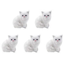 5X Realistic Cute Simulation Stuffed Plush White Persian Cats Toys Cat Dolls Table Decor Kids Boys Girls