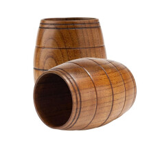 2 Szt Klasyczny Drewniany Kufel do Piwa w KształCie Beczki, RęCznie Robione FiliżAnki do Herbaty, do Kawy, GorąCych NapojóW, Mleka, Wina, 210Ml