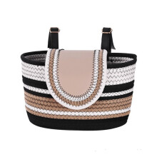 Panier Avant de Vélo, Paniers de Vélo Tissés pour Vélos Adultes, Panier de Guidon Rustique Amovible avec Couvercle, Sangles Réglables