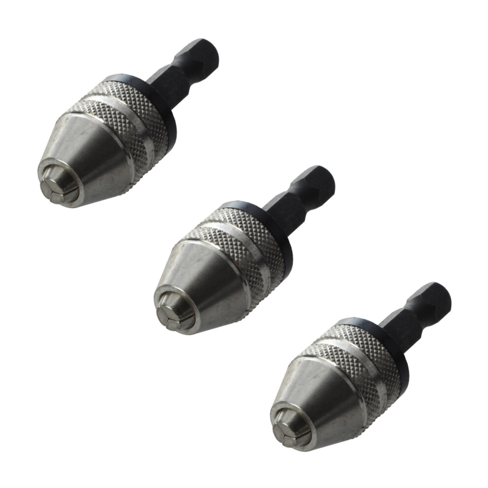 3X Silver+Black 6Mm Keyless Drill Bit Chuck Quick Change Adapter Converter Hex Shank 4713905007659