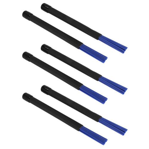 3 Pair Retractable Black Handles Jazz Drum Brushes Sticks  Nylon 32cm