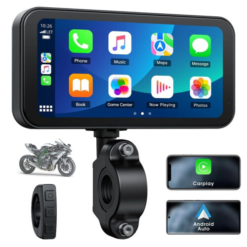 Motorcycle Carplay Screen, Wireless CarPlay & Android Auto with Design Mount 6.25 Inch Touchscreen Navigation 2