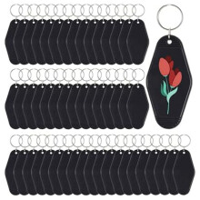 50pcs Blank Motel Keychain Bulk with Key Rings, White Vintage Hotel Keychains Key Tag for Vinyl DIY Crafts, White
