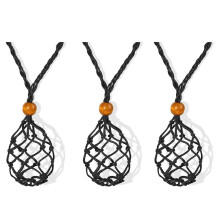 3X Necklace Cord Empty Stone Holder, Necklace Cord for Crystals, Pendant Stone Holder Adjustable Necklace Holder Pendant