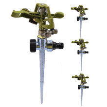 4X 360 Degree Rotary Irrigation Sprayer Sprinkler for Lawn Garden Yard Grass Metal Impulse Spike Hose Water Sprayer