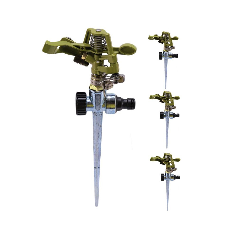 Typecat 4X 360 Degree Rotary Irrigation Sprayer Sprinkler For Lawn Garden Yard Grass Metal Impulse Spike Hose Water Sprayer