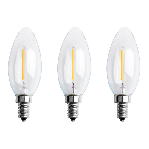 3X Dimmable E12 2W COB Edison Candle Flame Filament LED Light Bulb Lamp 10x3.5cm