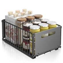 Pull Out Kitchen Storage Rack - Kitchen Sink Shelf Slide Drawer Organizer for Seasoning Bottles, Snacks & More B