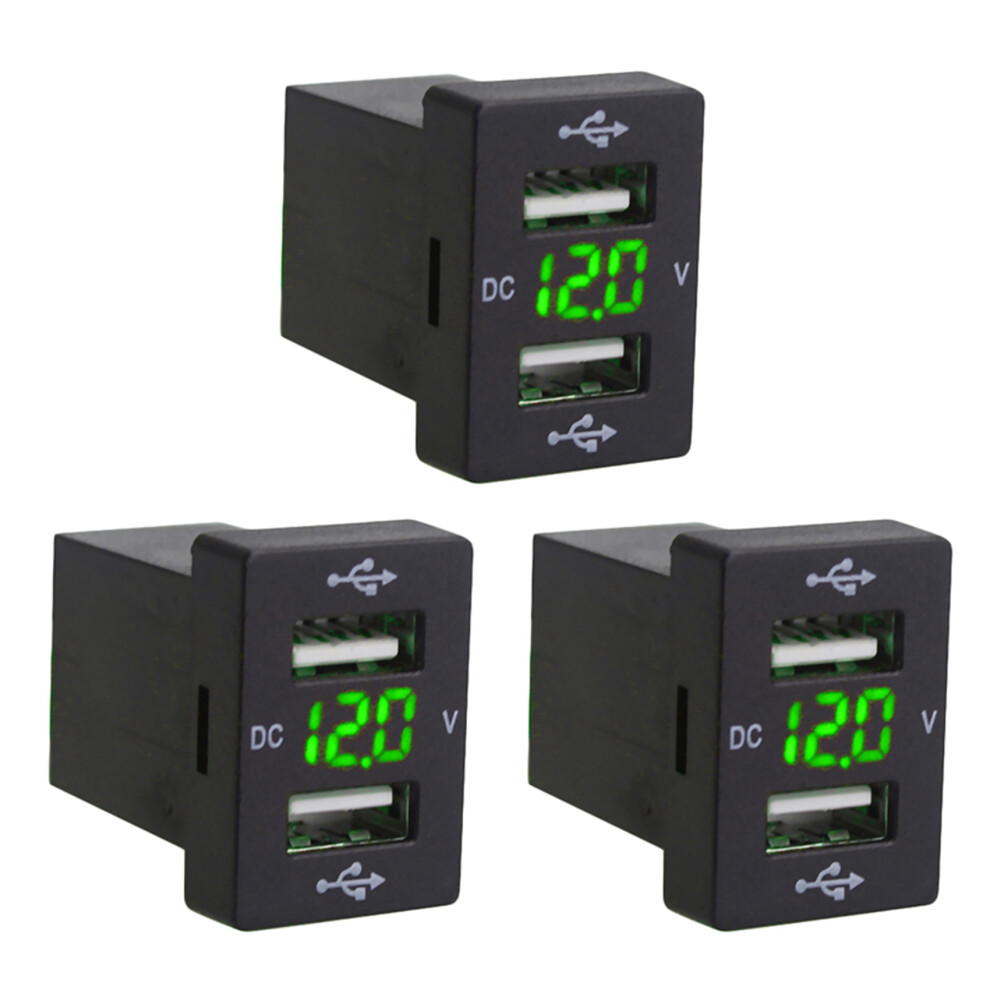 3X 12V Car Charger With Fuse For 5V 4.2A Car Charging Socket Charger (Green) Green 6032301952591