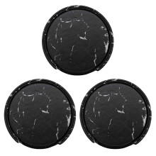 Coasters for Drinks 18-Piece with Holder,Black Round Cup Mat Pad Set of Home and Kitchen Use