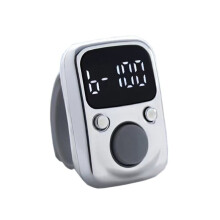LED Electronic Counter Rechargeable with Counter Convenient 5-Digit Adjustable Finger Ring Counter Silver