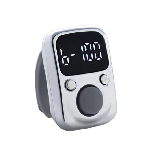 LED Electronic Counter Rechargeable with  Counter Convenient 5-Digit Adjustable Finger Ring Counter Silver