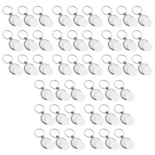 45 Pcs Sublimation Blank Keychain Round Heat Transfer Keychain Metal Board Key Rings Thick Sublimation Photo Keychain