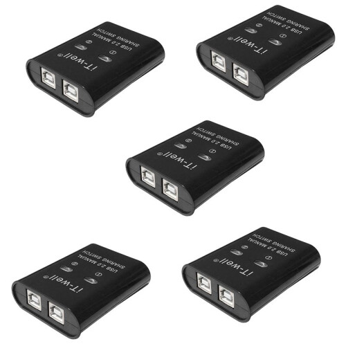 5X IT-Well USB Printer Sharing Device, 2 in 1 Out Printer Sharing Device,Black