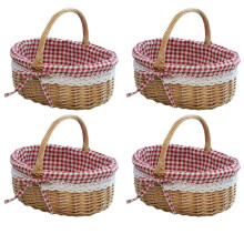 4X Weiden Korb Geschenk Körbe Leerer Ovaler Weiden Picknick Korb mit Griff Hochzeits Korb Klein