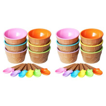 12Pcs Ice Cream Bowl Set Different Color Ice Cream Spoon Bowl Tableware Set Children Cartoon Bowl
