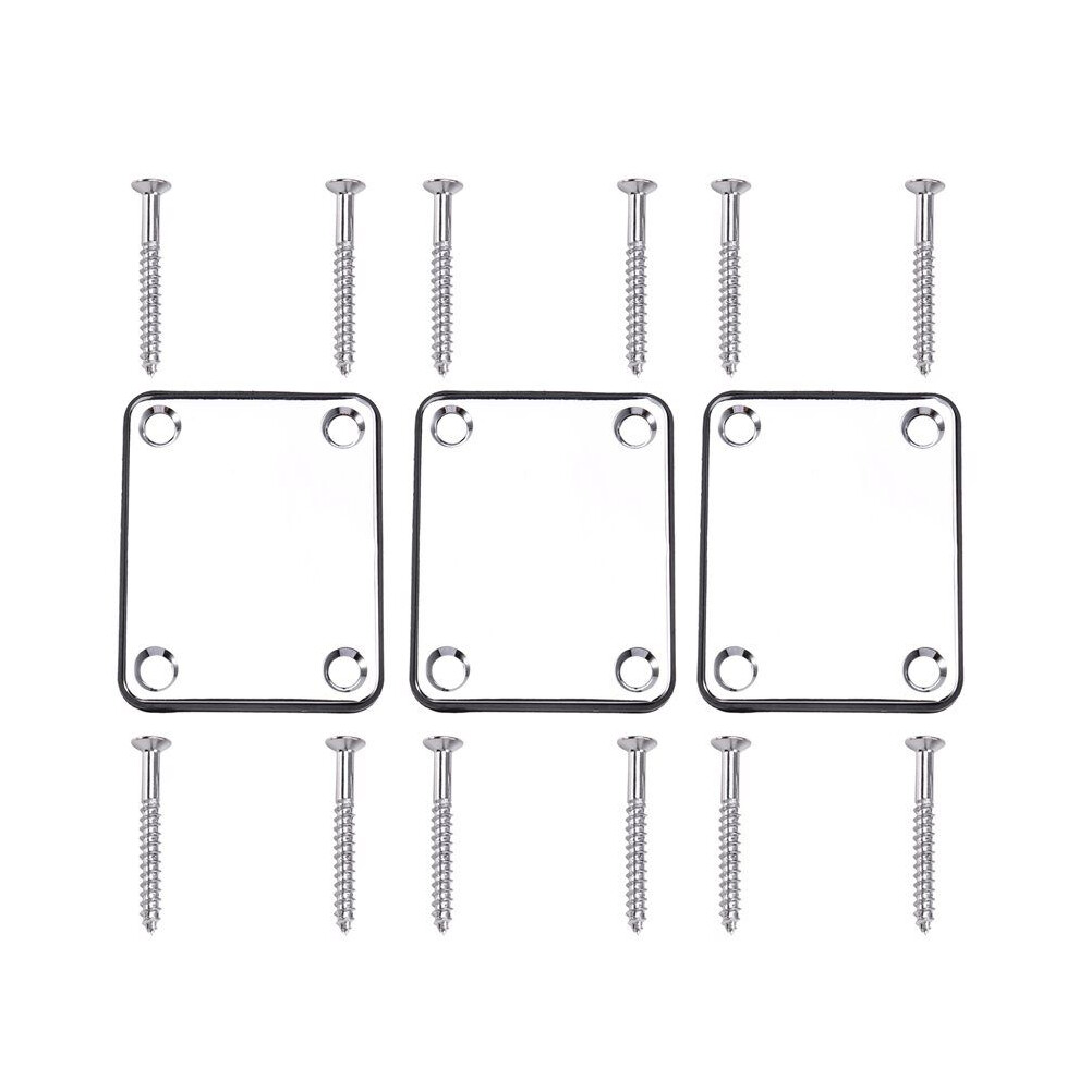 3Pcs Heavy Duty Steel Rectangle Neck Plate 4-Hole Neck Joint Board For Guitar Bass 4714239743039