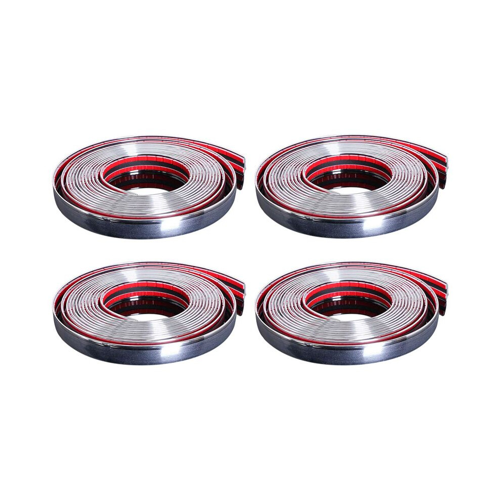 4Pcs 20Mm 5M Chrome Car Styling Moulding Strip Trim Self Adhesive Crash Protector Van 6033600613879