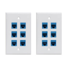 2X Cat 6 Ethernet Wall Plate 6 Port,Ethernet Wall Plate Female-Female Removable Compatible with Cat7/6/6E/5/5E