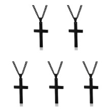 5X Vintage Pendant Necklace Stainless Steel Black Chain Pendant Necklace Men Necklace