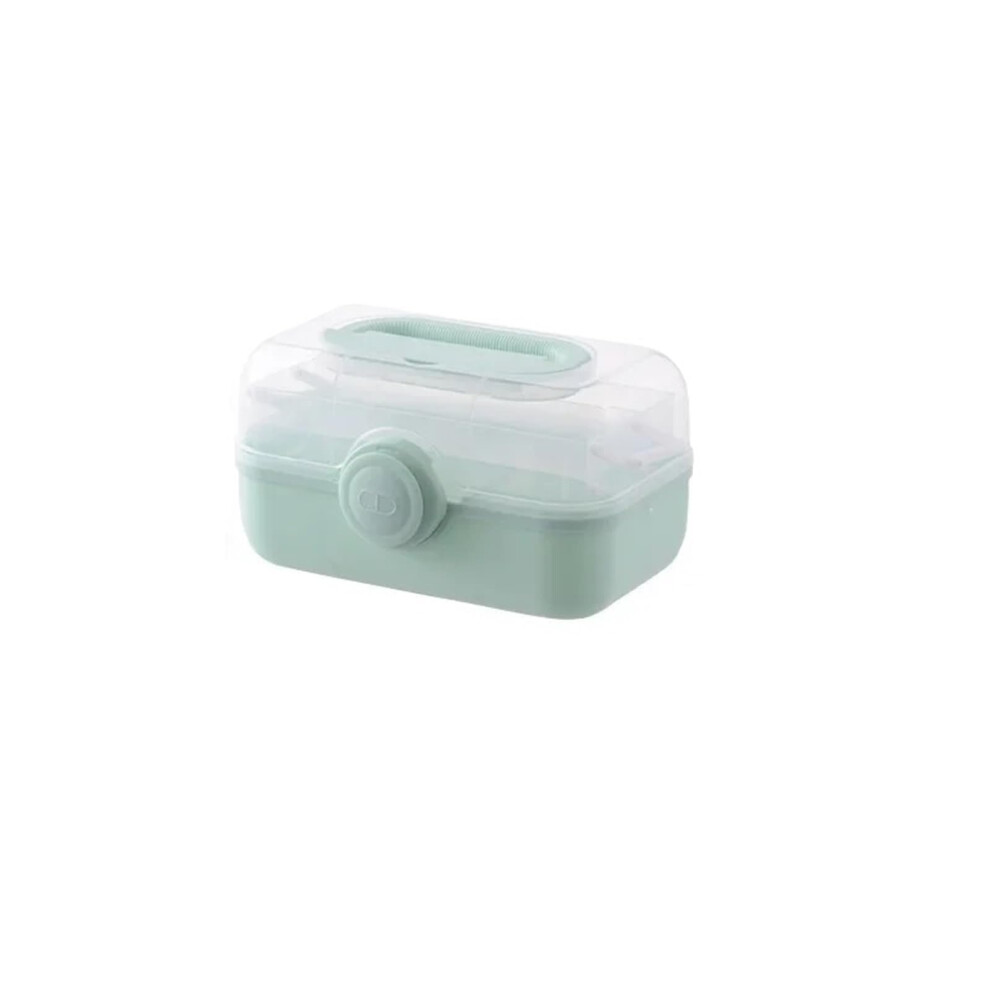 Green Medicine Storage Box Medium Large Capacity First Aid Kit Organizer For Home Emergency