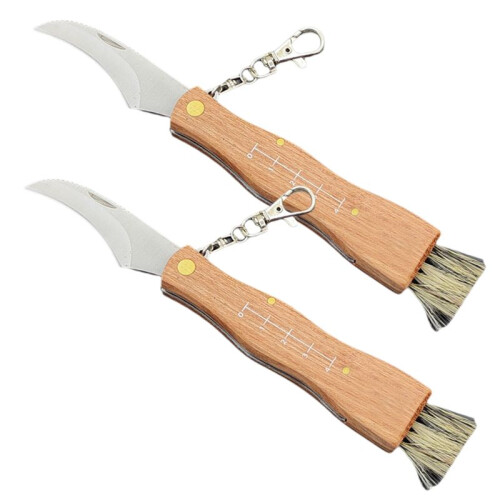 Yellow  Mushroom Knife Camping Hunting Survival Multi-Function Folding Grill Brush Tool
