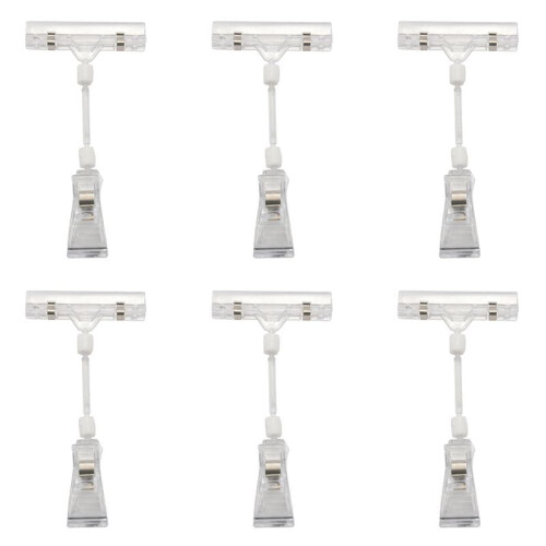 6X 6.5 Inch Height Transparent Plastic Double Clips Adjustable  Sign Card Display Holder 1
