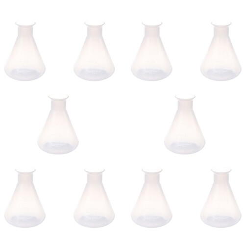 10X 500ml Clear Plastic Laboratory Chemical Conical Flask Storage Bottle