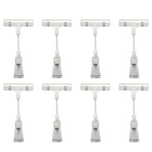 8pcs 6.5 Inch Height Transparent Plastic Double Clips Adjustable  Sign Card Display Holder
