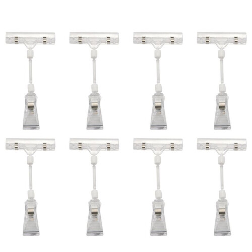 8pcs 6.5 Inch Height Transparent Plastic Double Clips Adjustable  Sign Card Display Holder