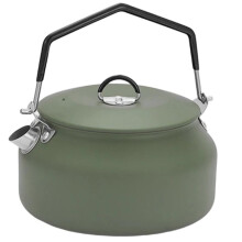 1L Stainless Steel Camping Kettle for Outdoor Travel, Light Weight Coffee Pot, Boil Water Safely Green