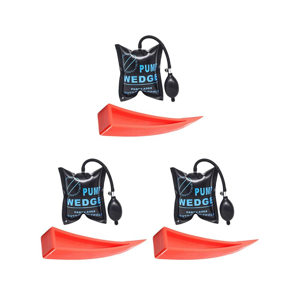 3X Car Air Pump Wedge Inflatable Hand Pump Car Door Window Shim Entry Open Tool Kit Red 6032194651595