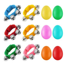12-Teiliges Shaker-Musikinstrumenten-Set, 6 Eier-Rasseln und 6 Verstellbare Armband-Glöckchen für Kinder und Erwachsene