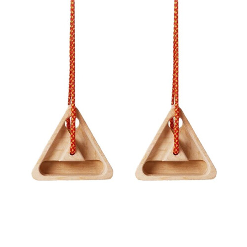 2 Pack Portable Triangular Wooden Climbing Fingerboard with 3 Multi-Depth Pockets, for Finger Strength, Arm Workout